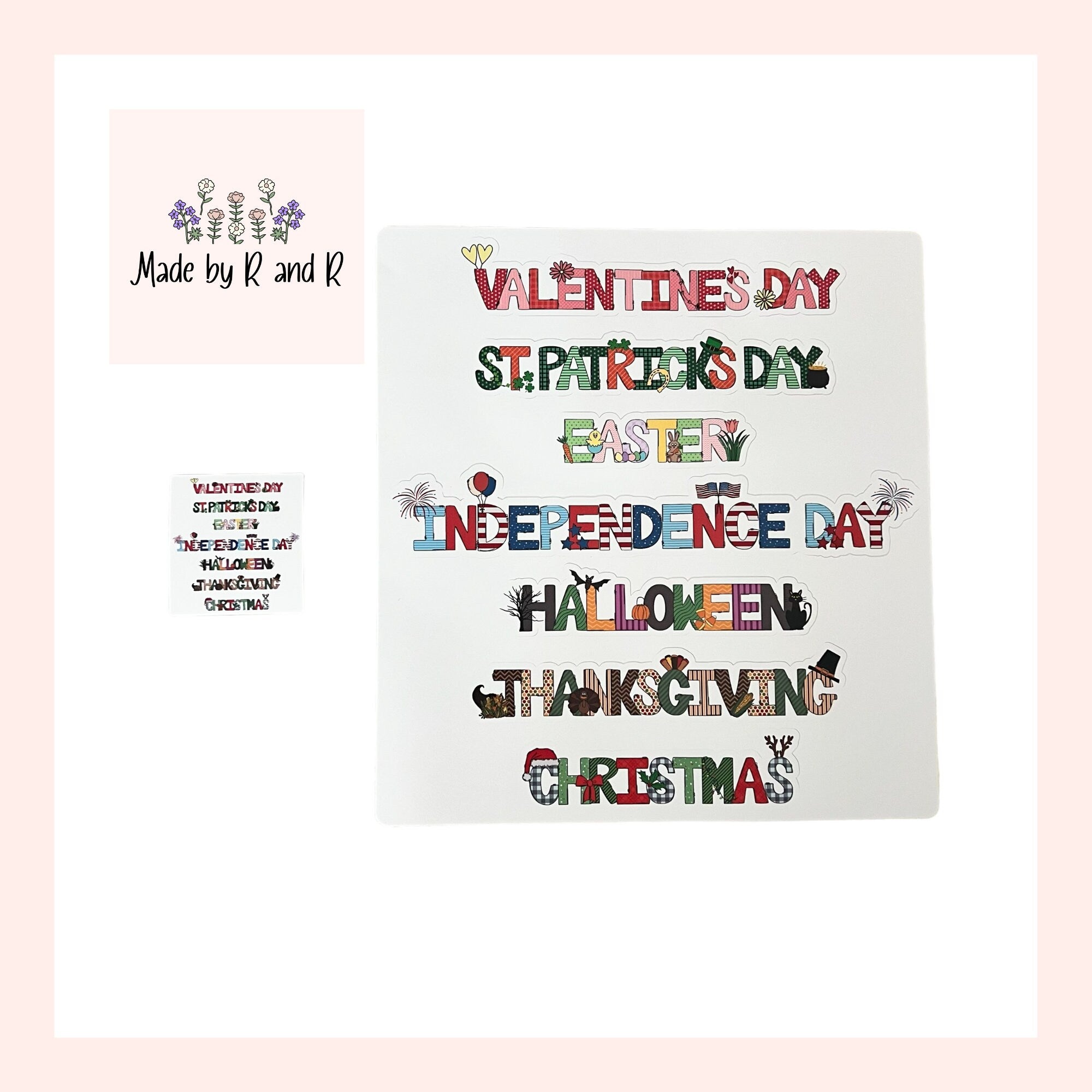 Holiday Stickers (set of 7) choose large or small from Made By R And R