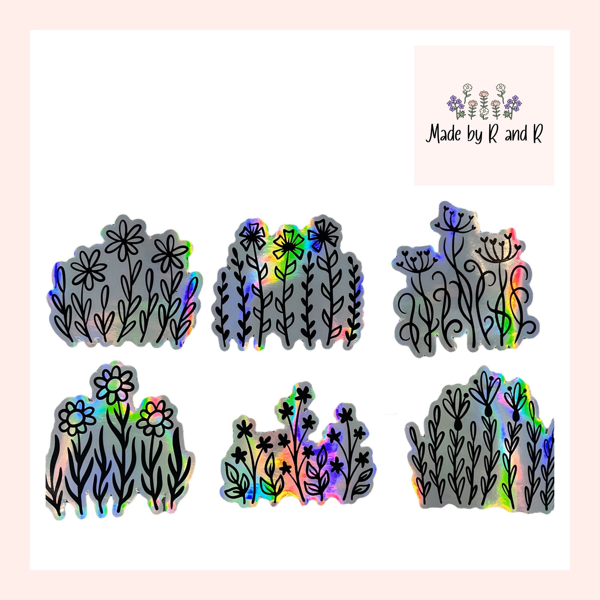 Holographic Floral Stickers (Choose One) From Made By R And R
