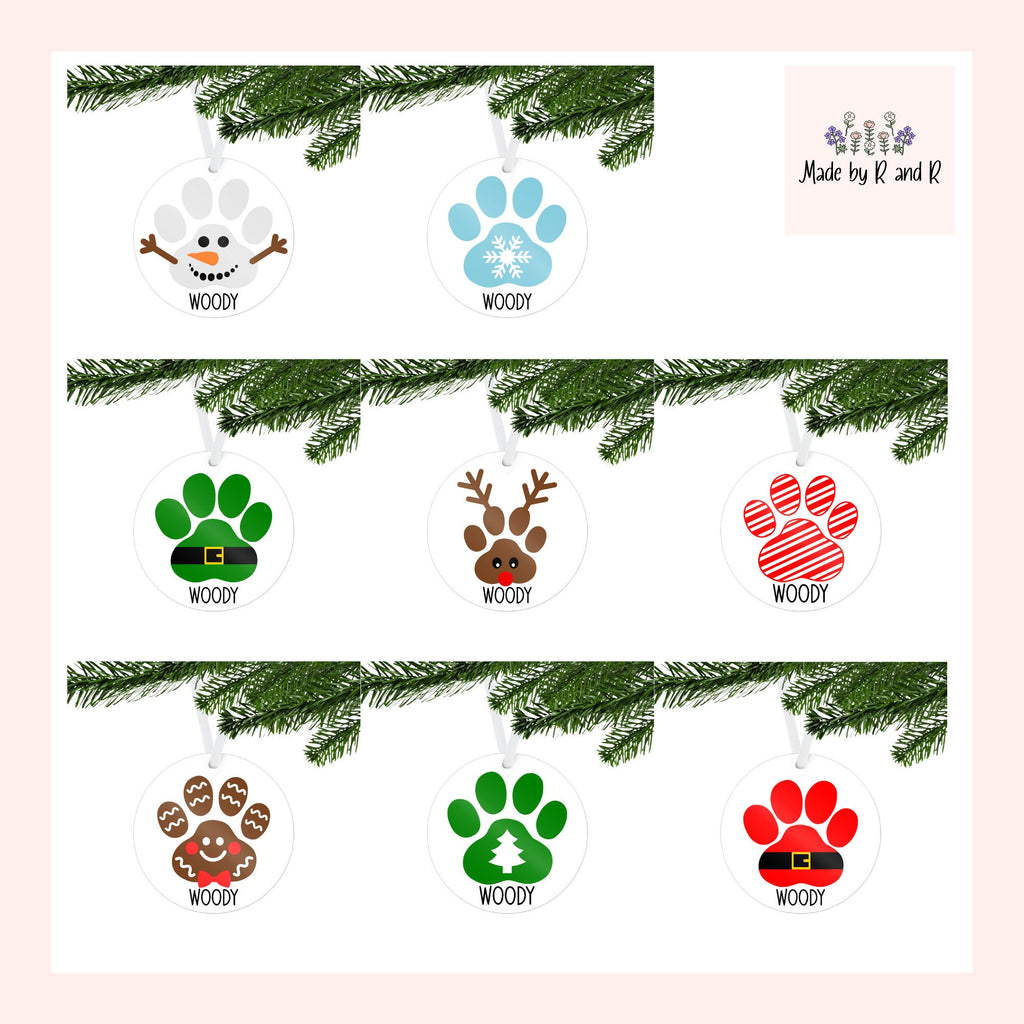 Personalized Festive Paw Print Christmas Ornaments From Made By R And R