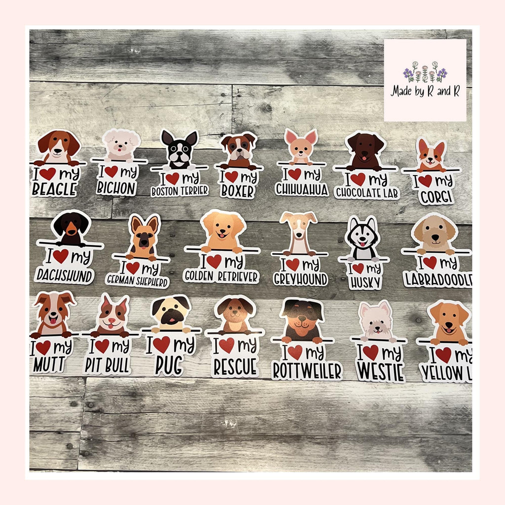 I Love My Dog 4" Sticker From Made By R And R