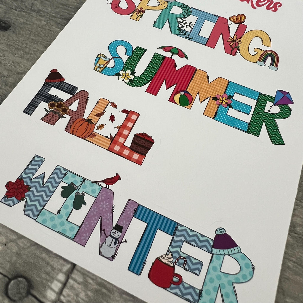 Season Stickers (set of 4) choose large or small size from Made By R And R