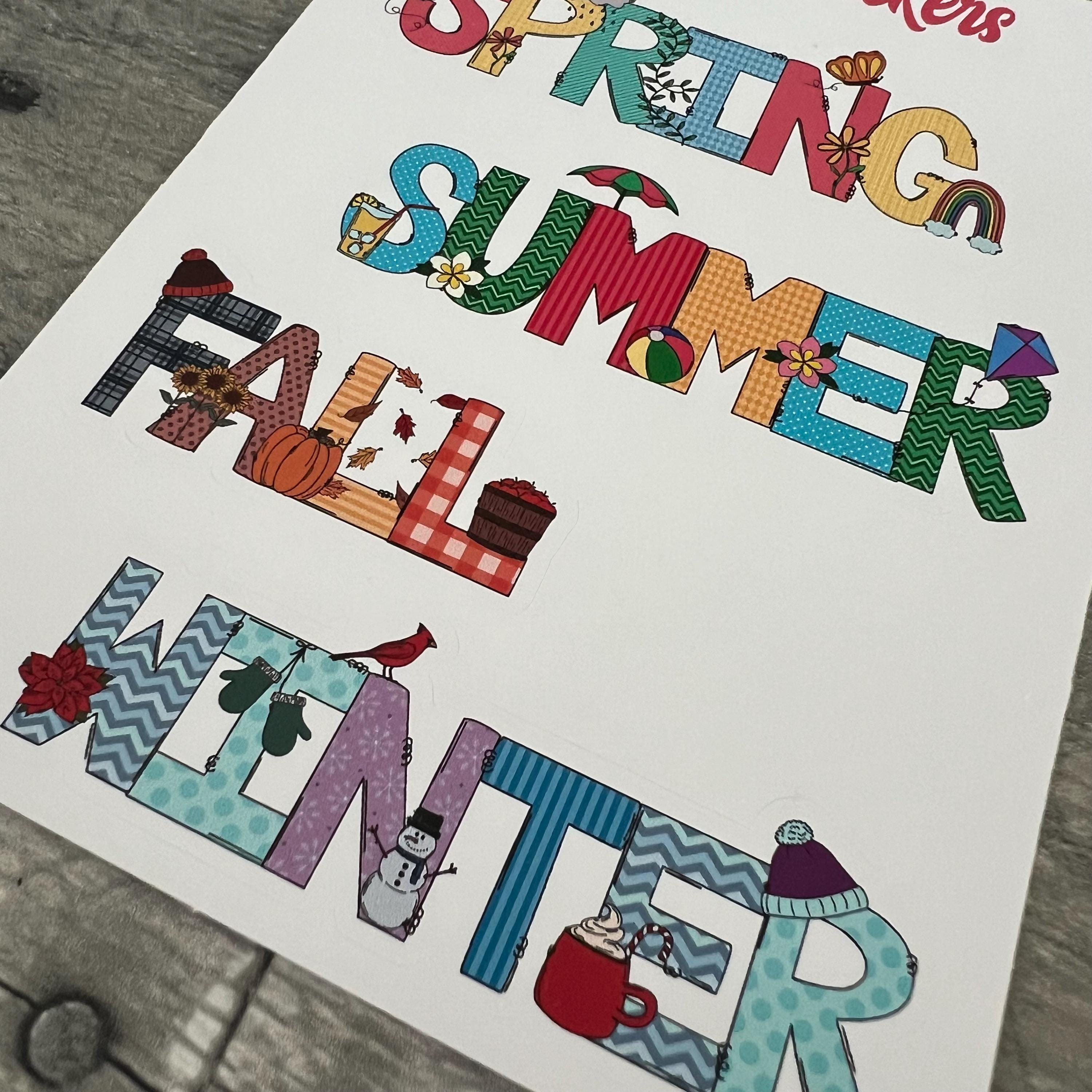 Season Stickers (set of 4) choose large or small size from Made By R And R