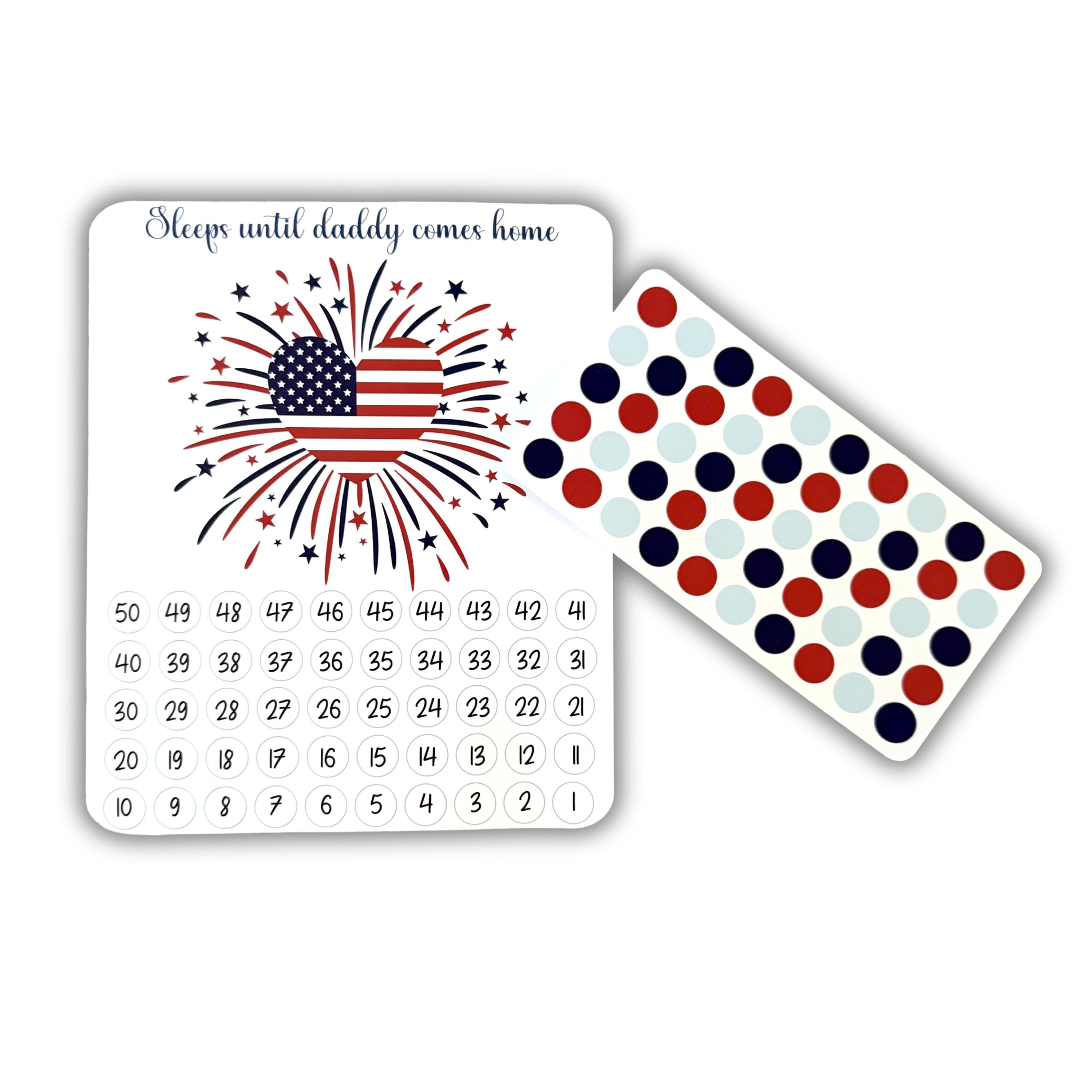 Sleeps Until My Hero/Mom/Dad Sticker Countdown (Choose One) From Made By R And R