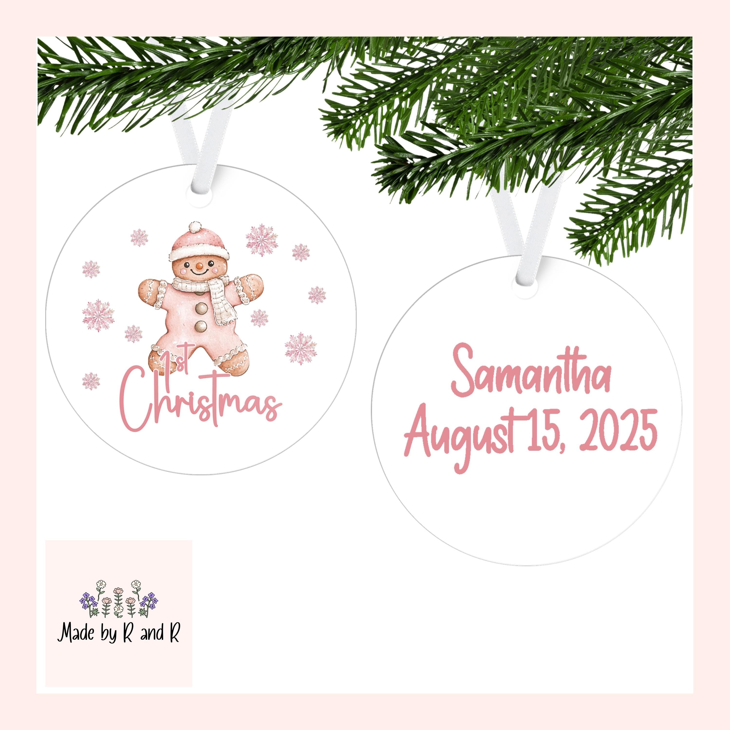 Pink First Christmas Custom Ornament (Choose One) From Made By R And R