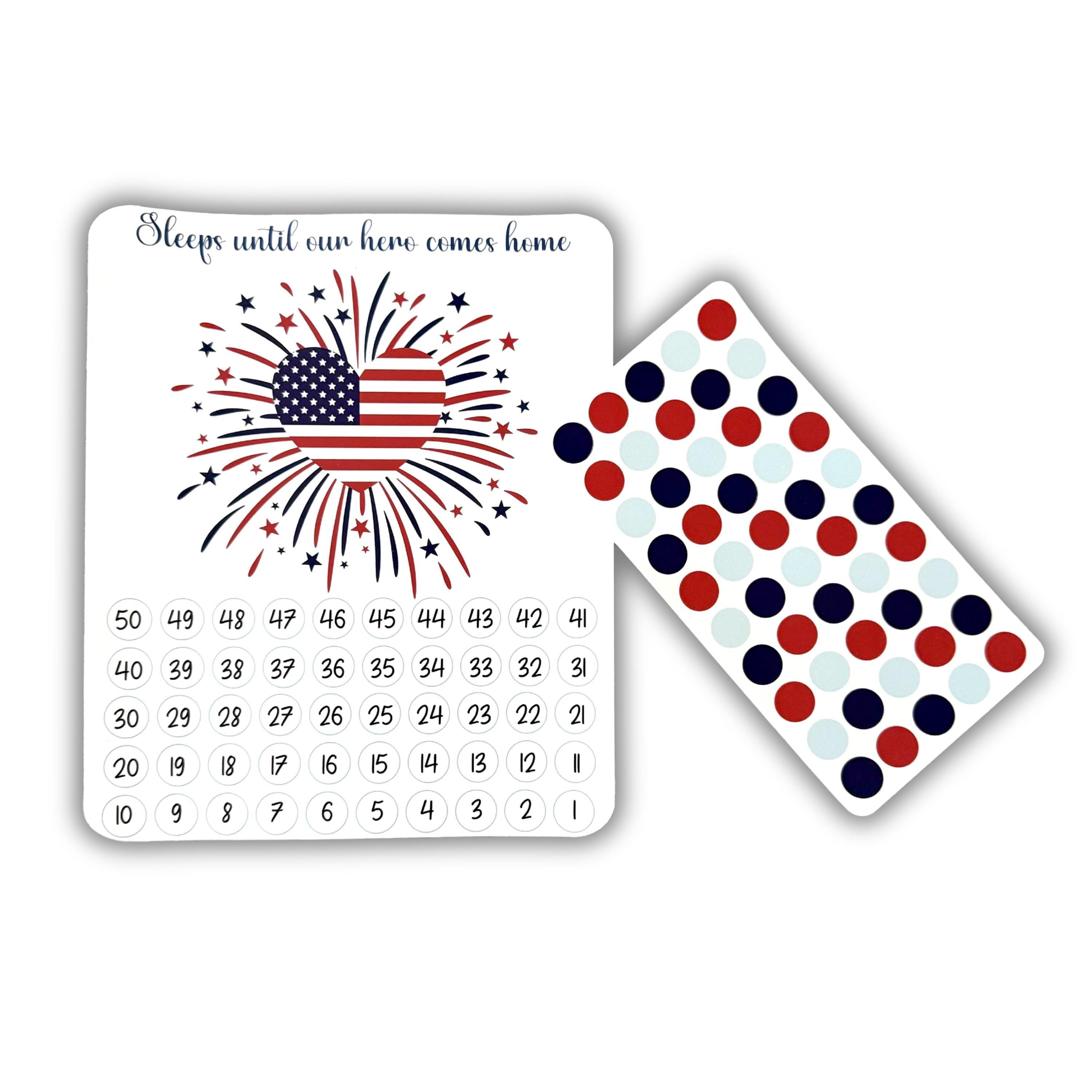 Sleeps Until My Hero/Mom/Dad Sticker Countdown (Choose One) From Made By R And R