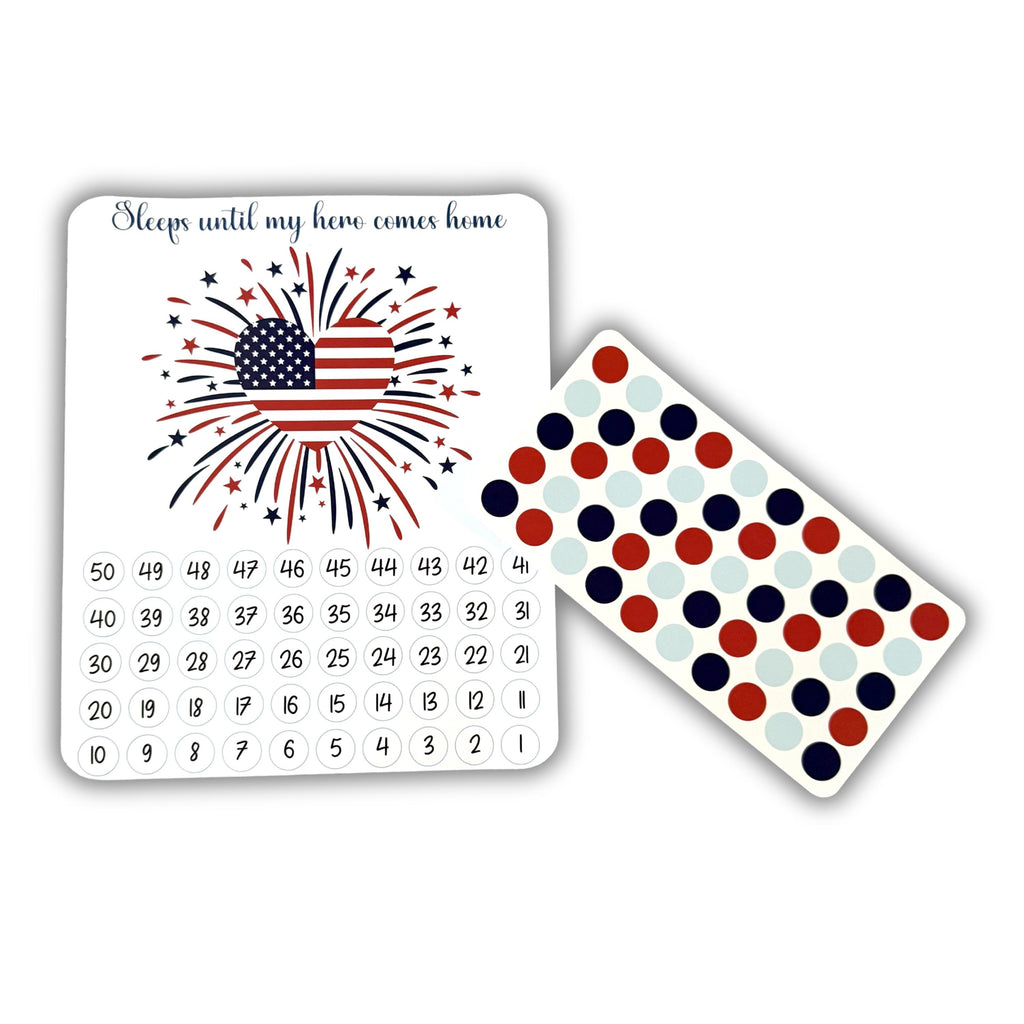 Sleeps Until My Hero/Mom/Dad Sticker Countdown (Choose One) From Made By R And R