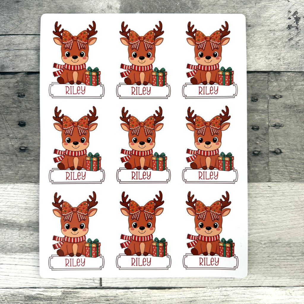 Reindeer Gift Labels From Made By R And R (Choose from hat or bow)