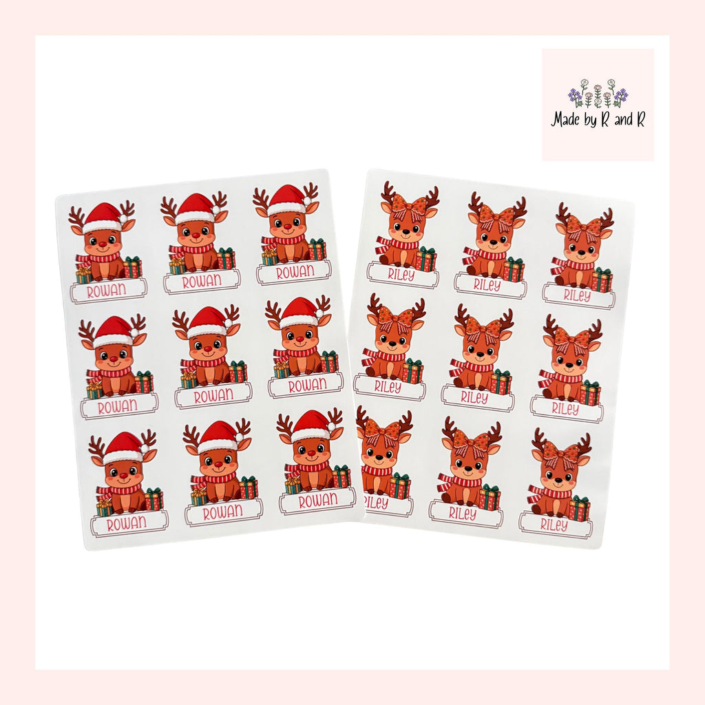 Reindeer Gift Labels From Made By R And R (Choose from hat or bow)