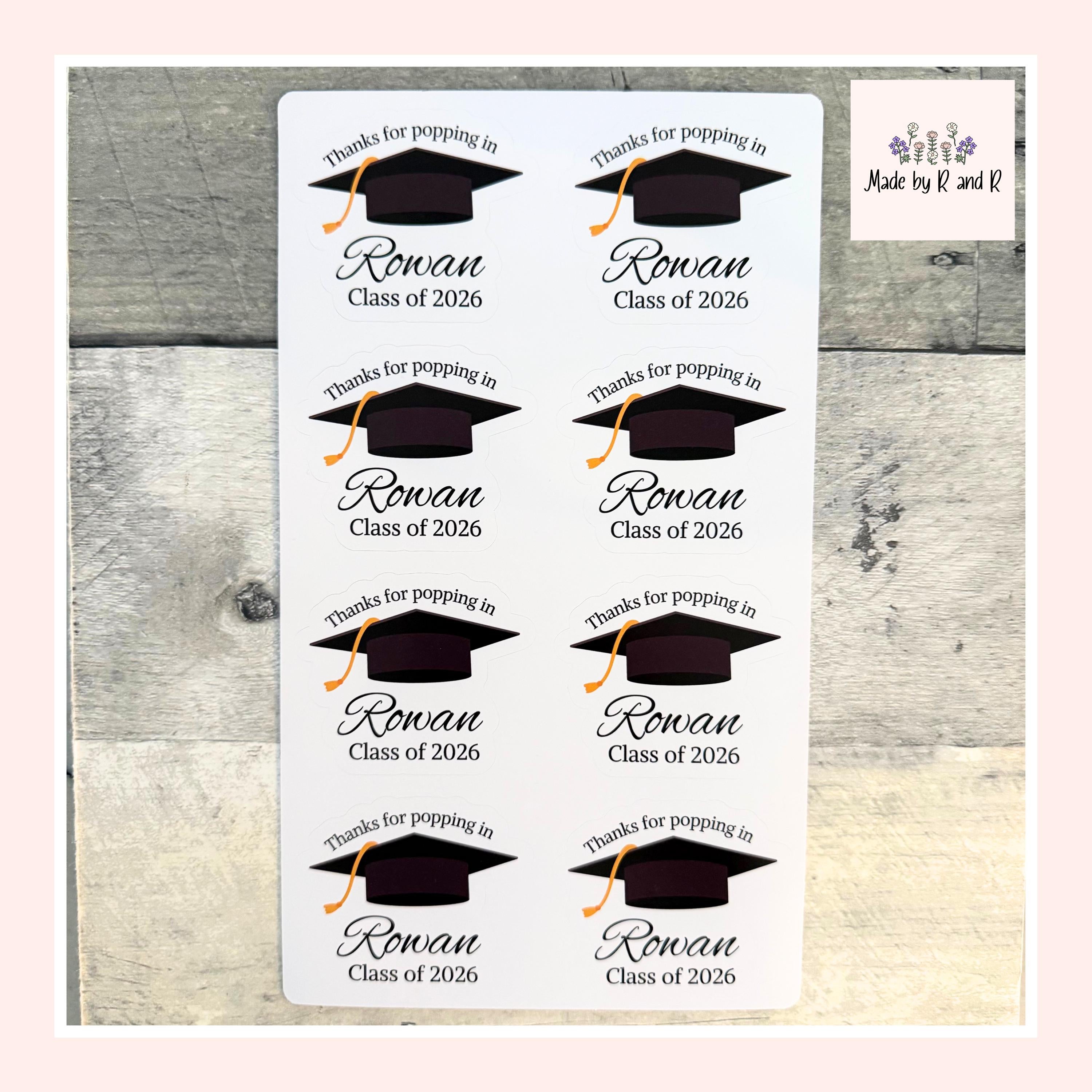 Thanks For Popping In Graduation Stickers (set of 8) From Made By R And R