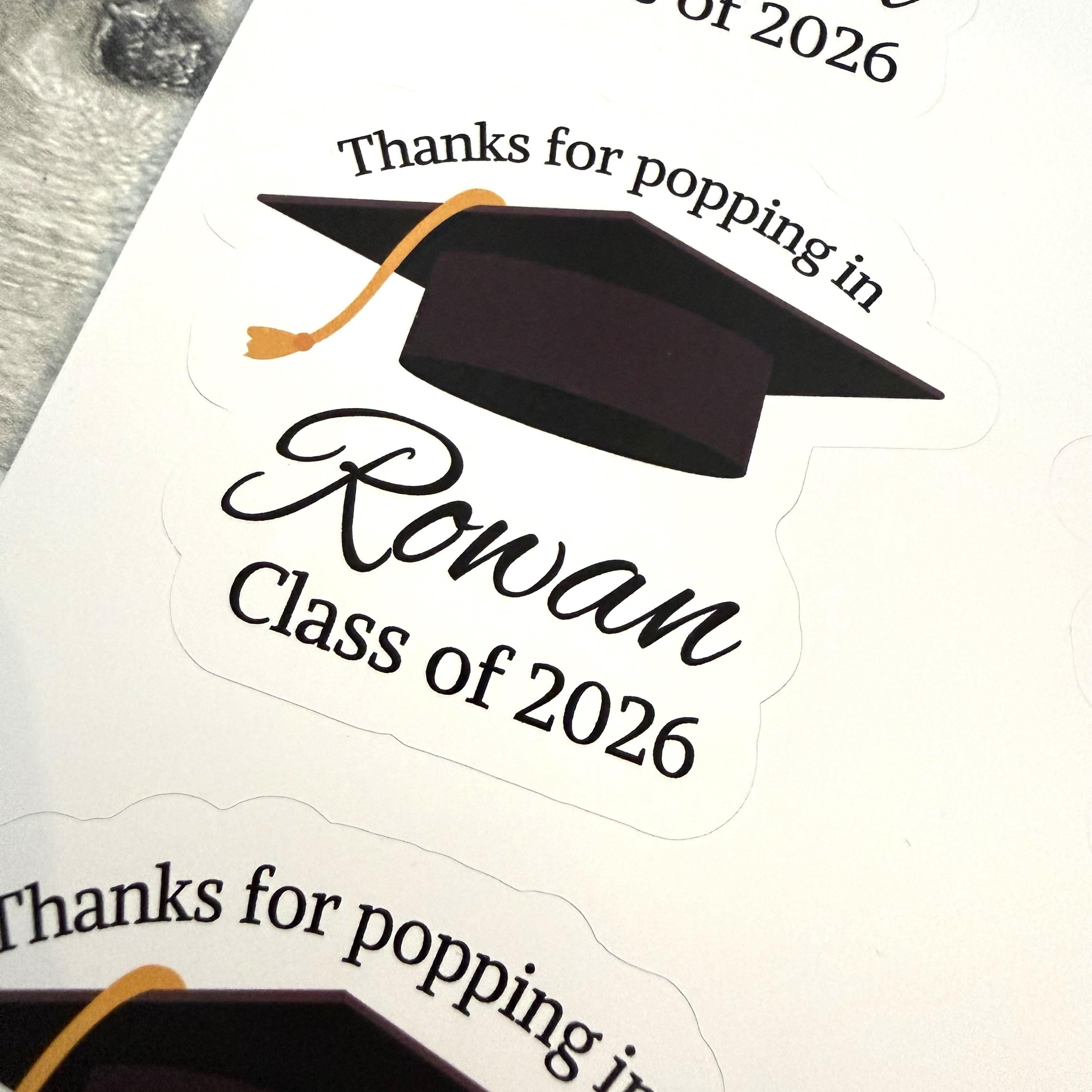 Thanks For Popping In Graduation Stickers (set of 8) From Made By R And R