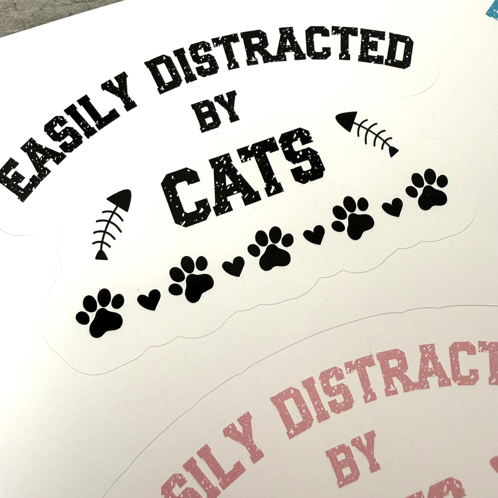 Easily Distracted By Cats Sticker (Set of 4) From Made By R And R