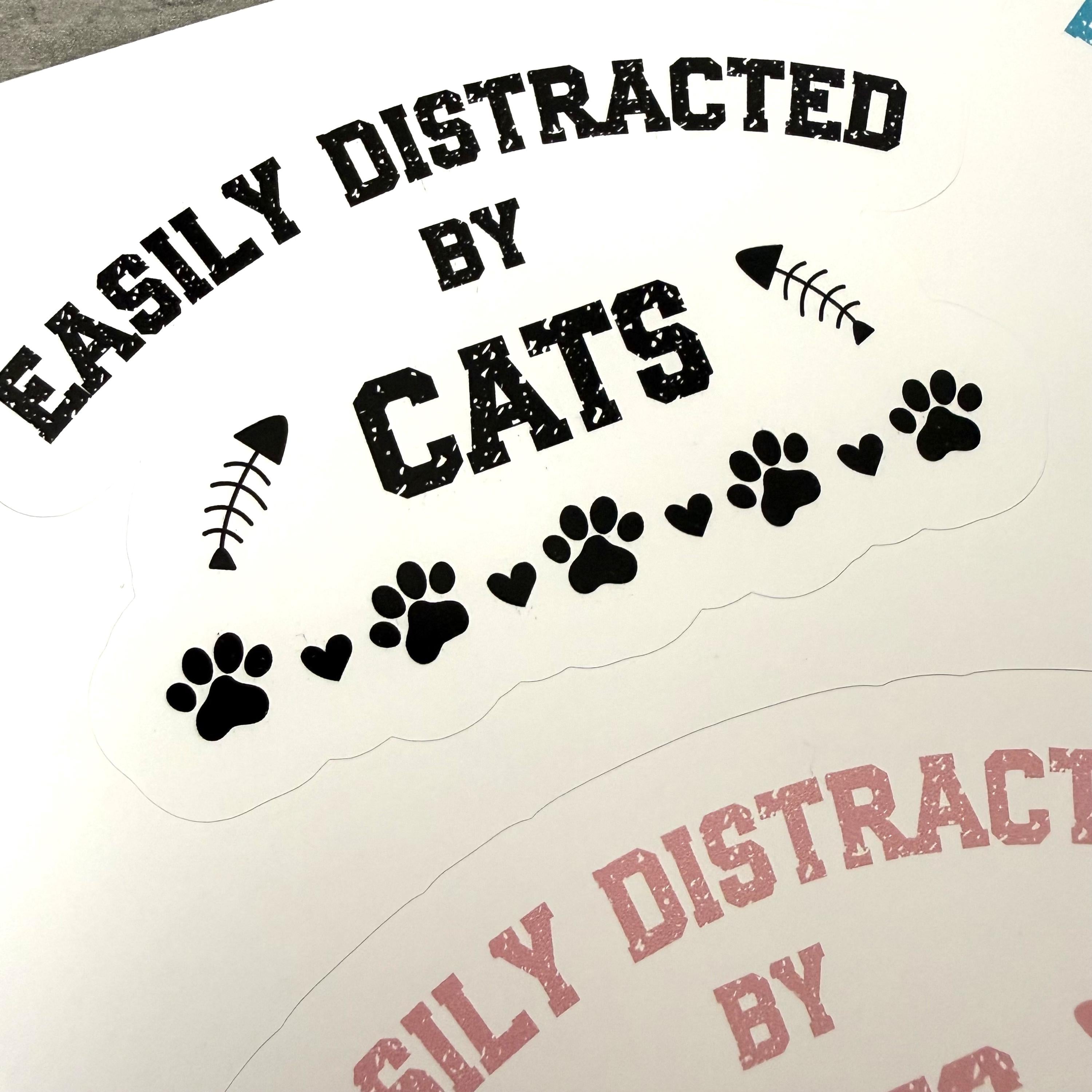 Easily Distracted By Cats Sticker (Set of 4) From Made By R And R
