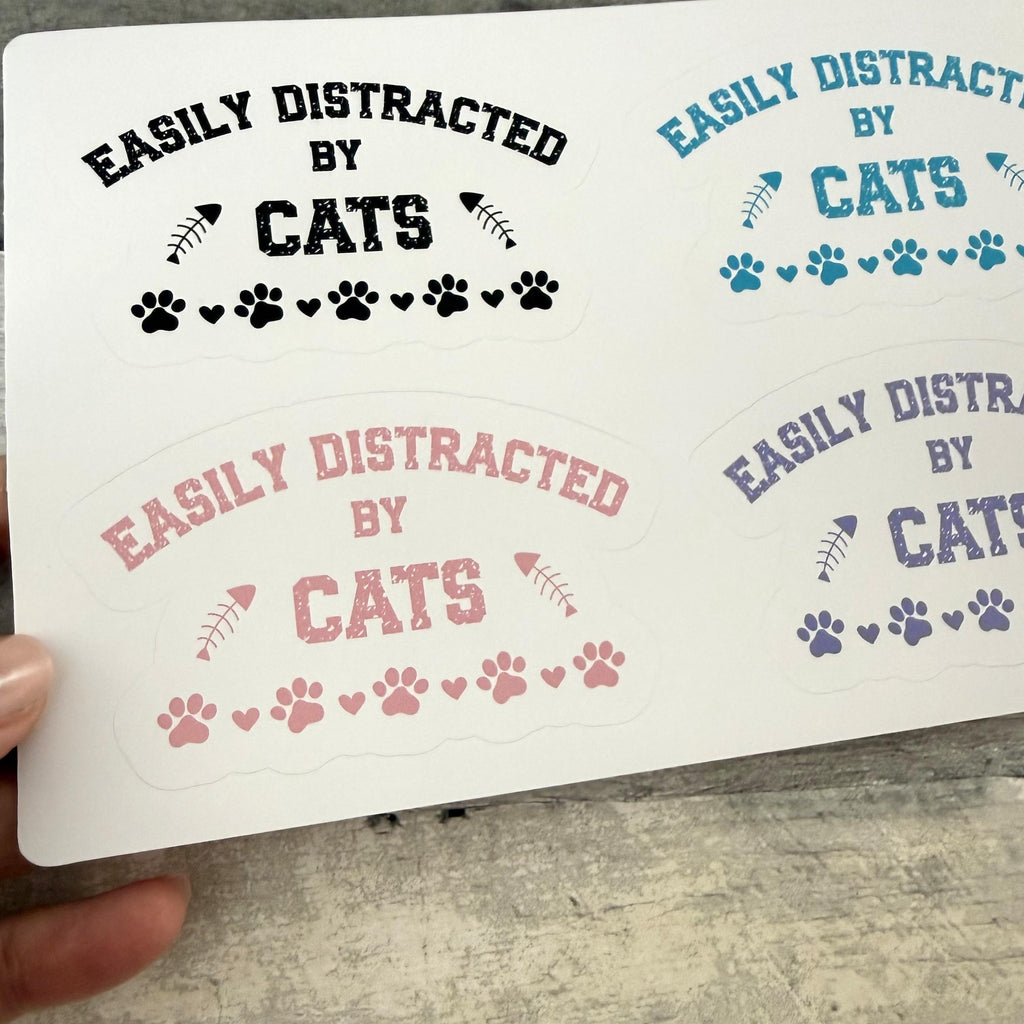 Easily Distracted By Cats Sticker (Set of 4) From Made By R And R