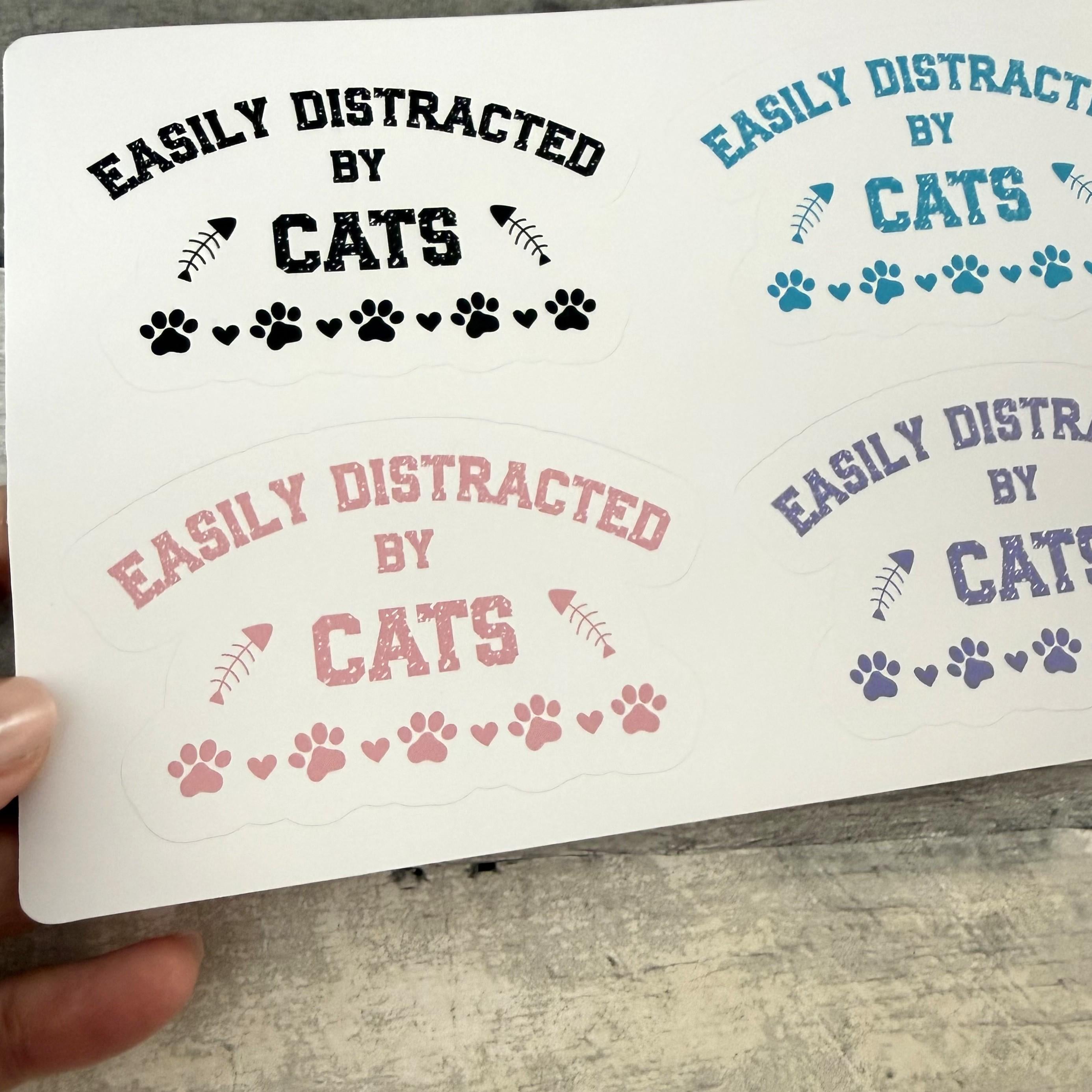 Easily Distracted By Cats Sticker (Set of 4) From Made By R And R