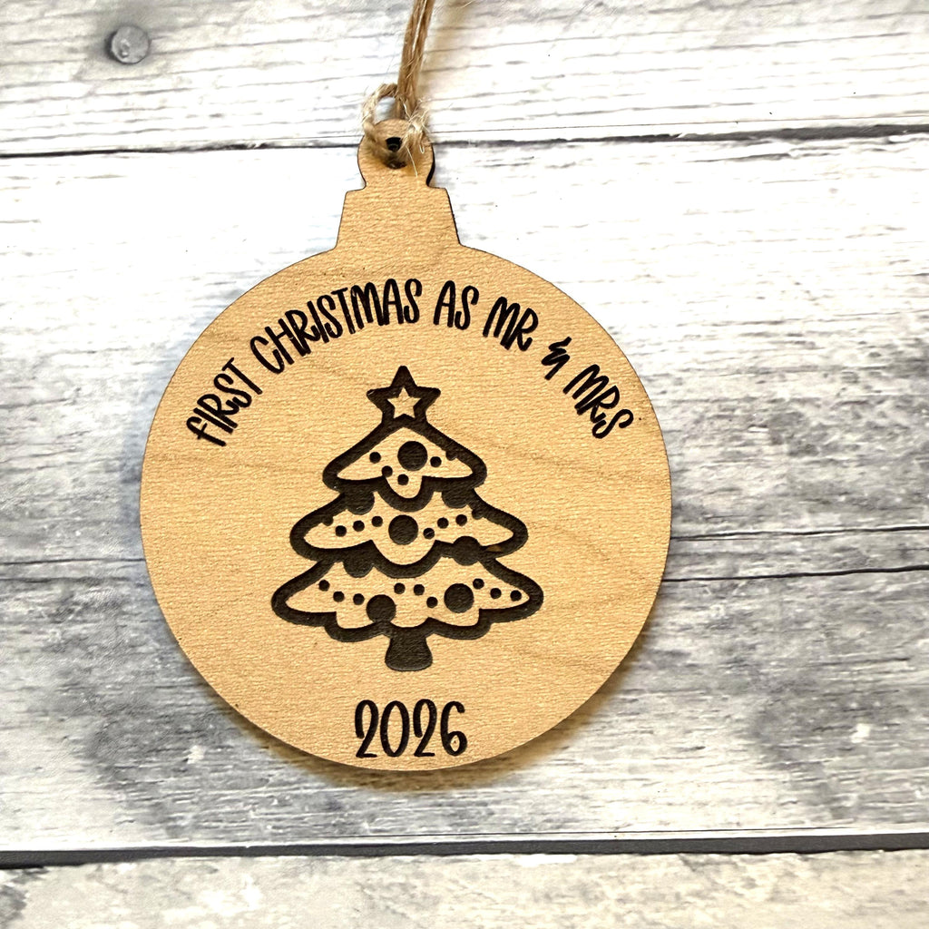 First Christmas As Mr. and Mrs. (Mr. and Mr. OR Mrs. and Mrs.) Wood Ornament From Made By R And R