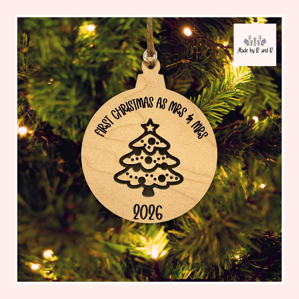 First Christmas As Mr. and Mrs. (Mr. and Mr. OR Mrs. and Mrs.) Wood Ornament From Made By R And R