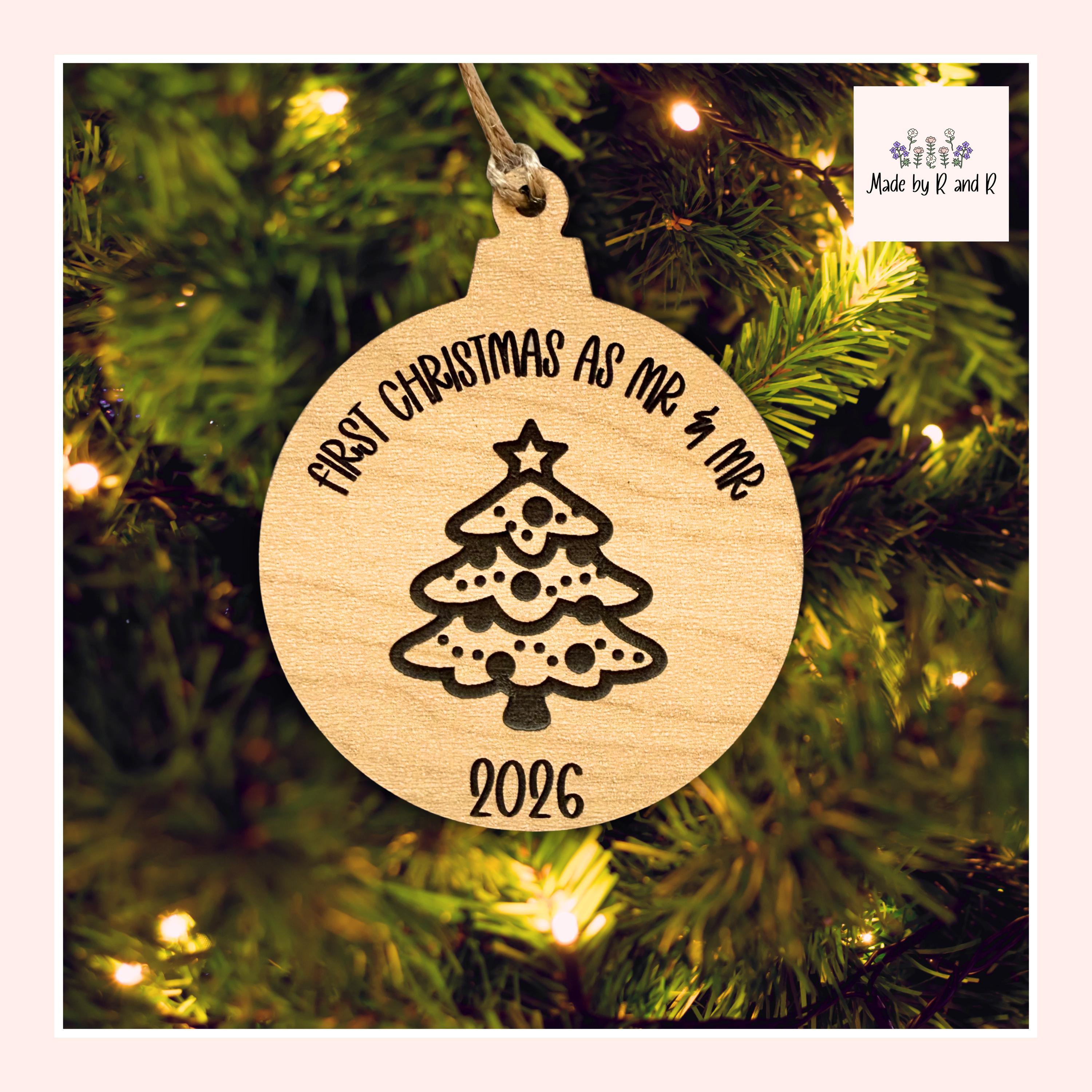 First Christmas As Mr. and Mrs. (Mr. and Mr. OR Mrs. and Mrs.) Wood Ornament From Made By R And R