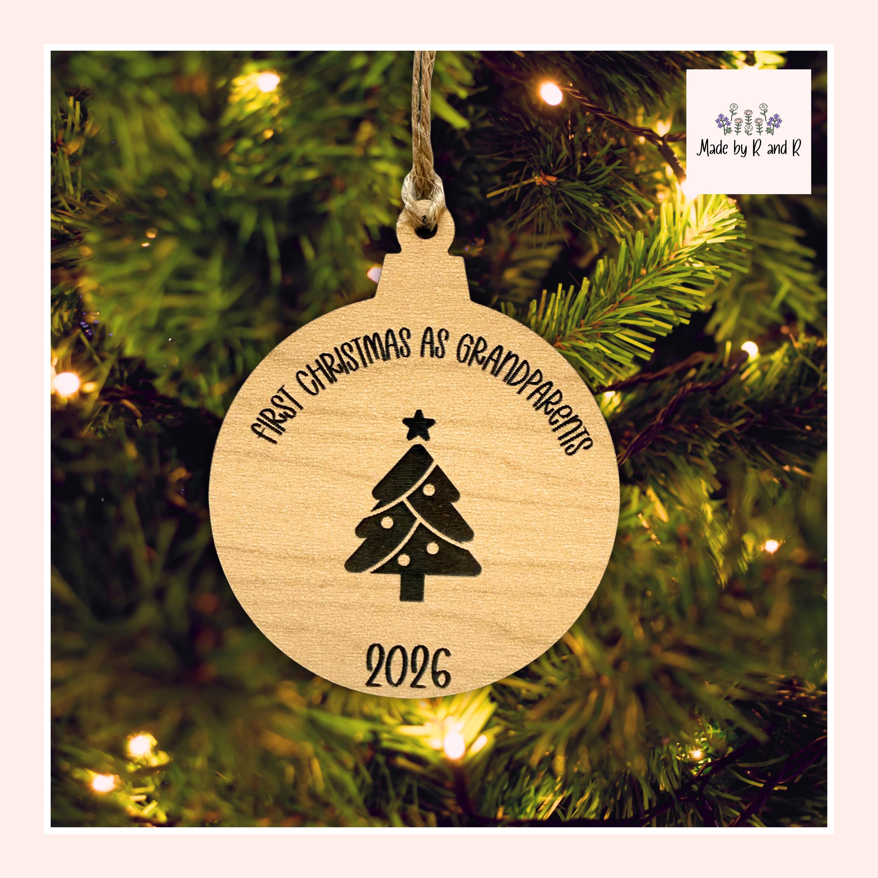 First Christmas As Grandma, Grandpa, Grandparents, Aunt OR Uncle Wood Ornament From Made By R And R