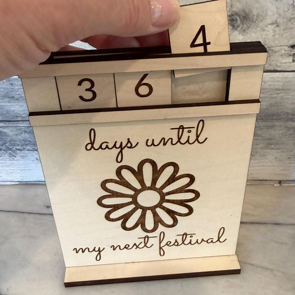 Days Until My Next Festival/Concert Wood Countdown From Made By R And R