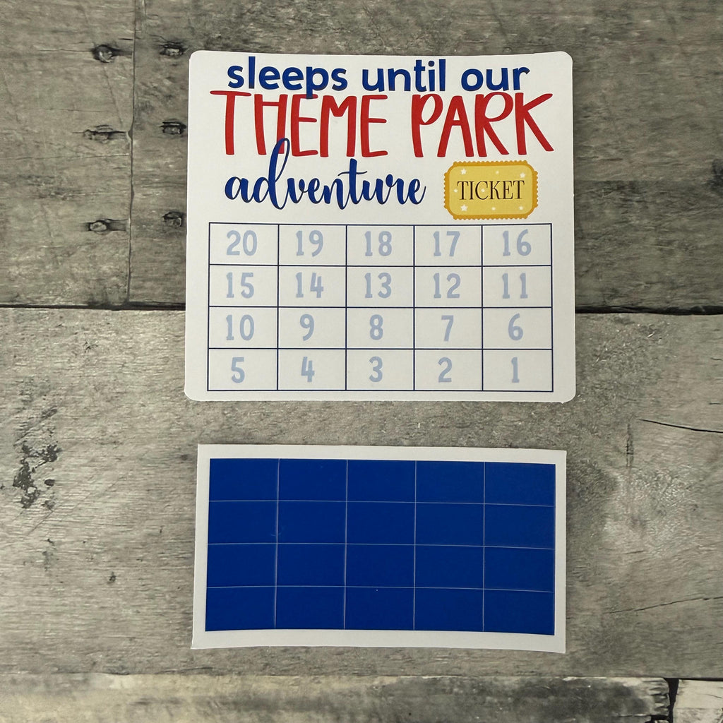 Sleeps Until Our Theme Park Adventure Small Countdown Sticker From Made By R And R