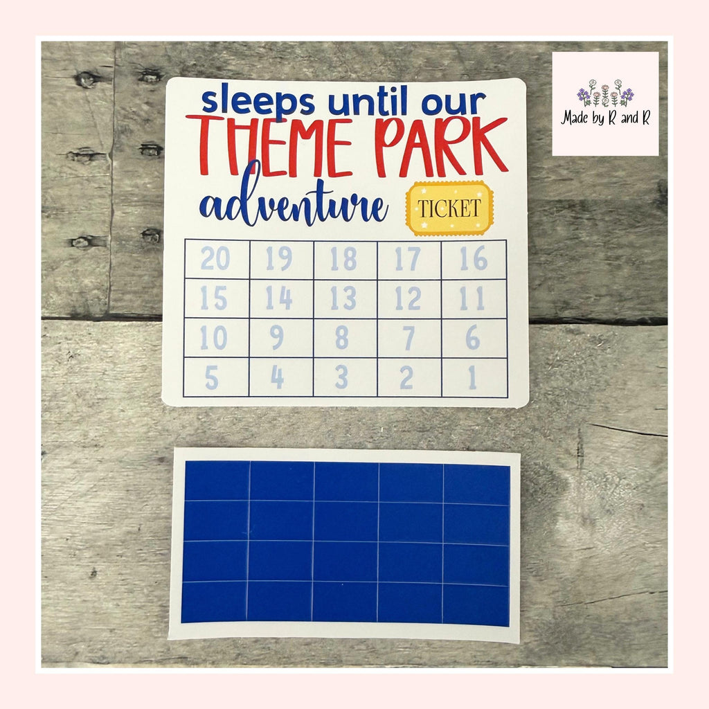 Sleeps Until Our Theme Park Adventure Small Countdown Sticker From Made By R And R