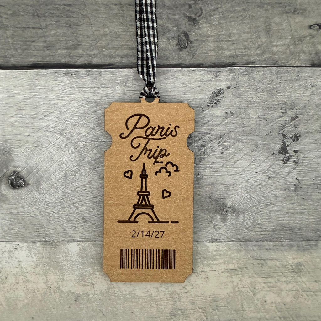 Paris Trip Ticket Wood Ornament From Made By R And R