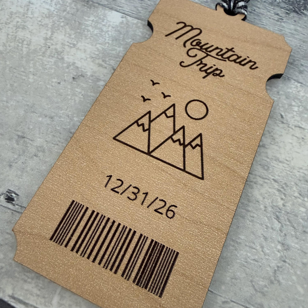 Mountain Trip Ticket Wood Ornament From Made By R And R