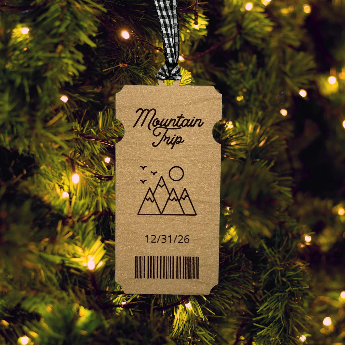 Mountain Trip Ticket Wood Ornament From Made By R And R