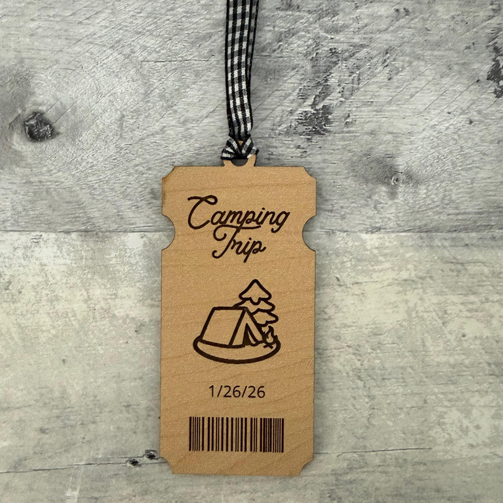 Camping Trip Ticket Wood Ornament From Made By R And R