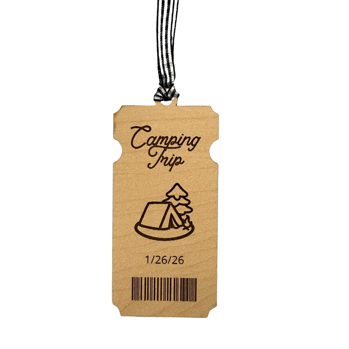 Camping Trip Ticket Wood Ornament From Made By R And R