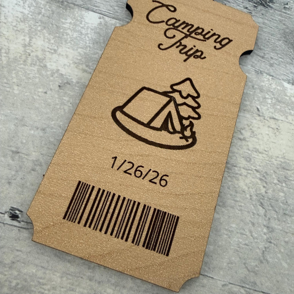 Camping Trip Ticket Wood Ornament From Made By R And R