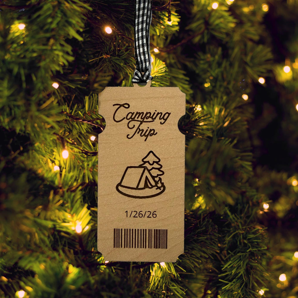 Camping Trip Ticket Wood Ornament From Made By R And R