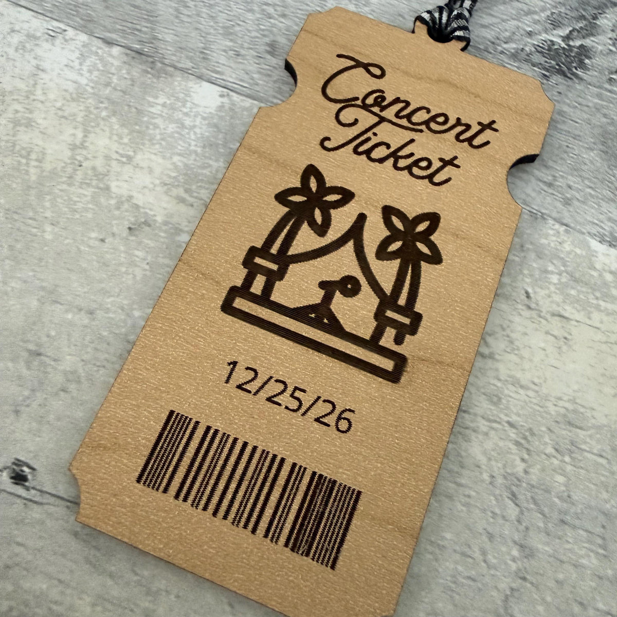 Concert Ticket Wood Ornament From Made By R And R