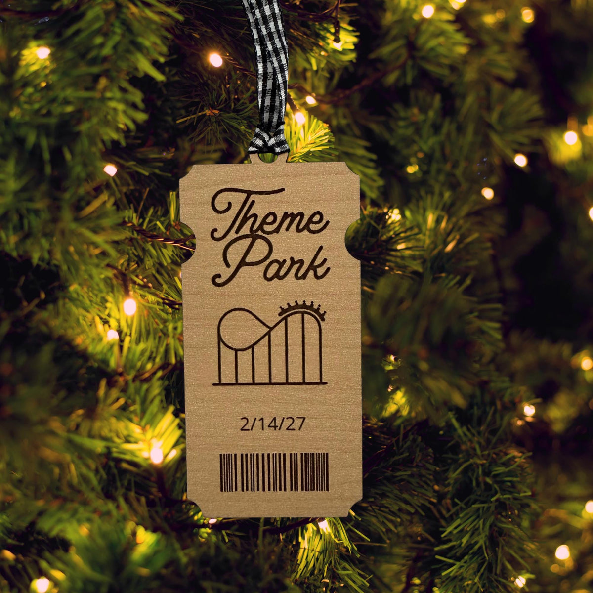 Theme Park Ticket Wood Ornament From Made By R And R