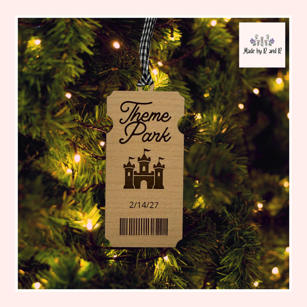 Theme Park Ticket Wood Ornament From Made By R And R