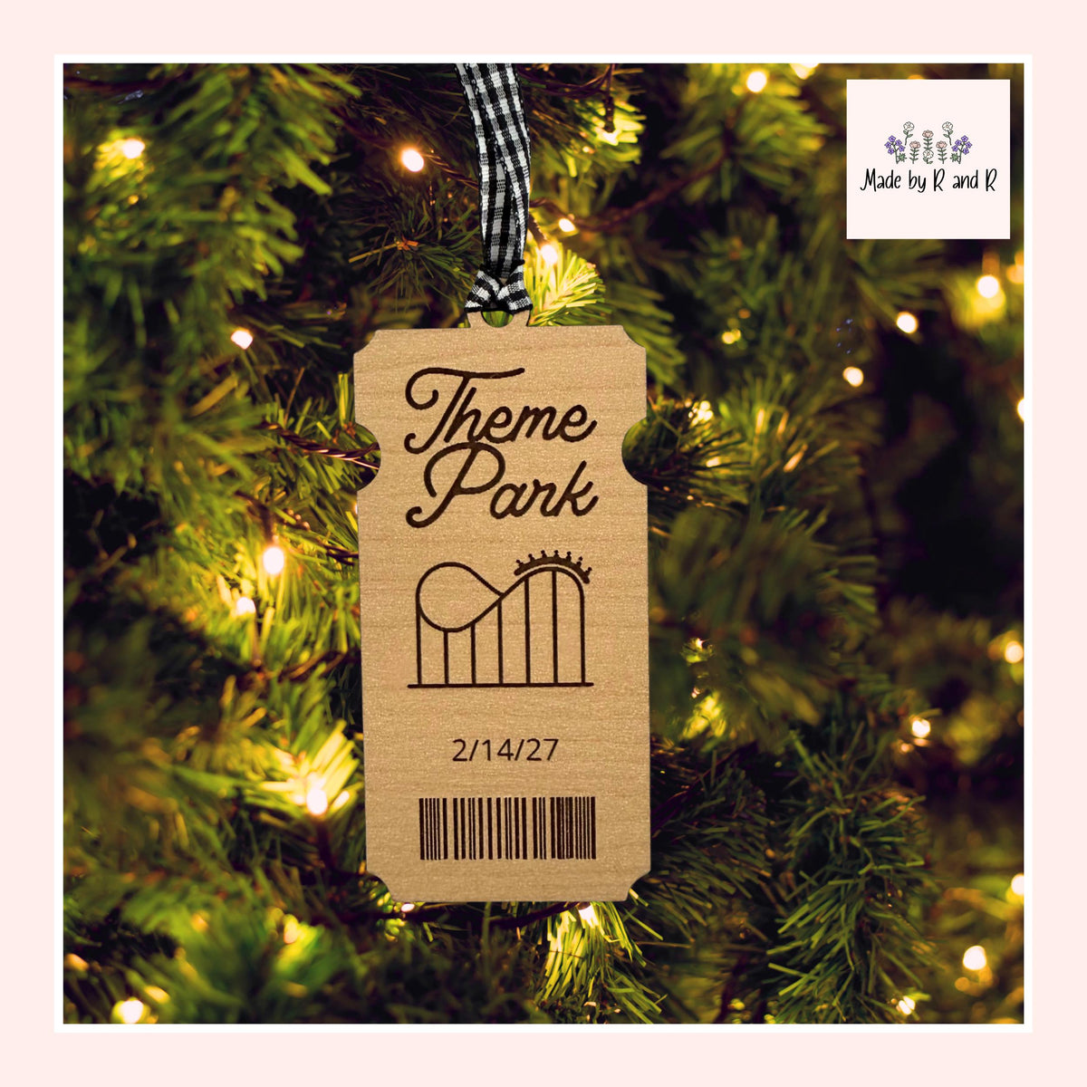 Theme Park Ticket Wood Ornament From Made By R And R