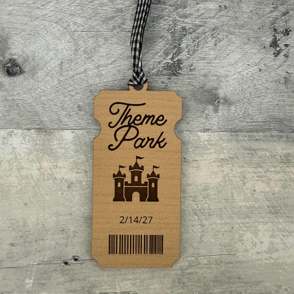 Theme Park Ticket Wood Ornament From Made By R And R