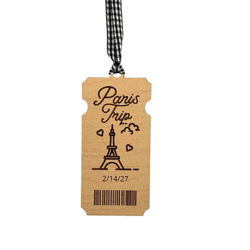 Paris Trip Ticket Wood Ornament From Made By R And R