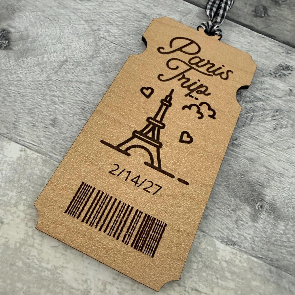 Paris Trip Ticket Wood Ornament From Made By R And R
