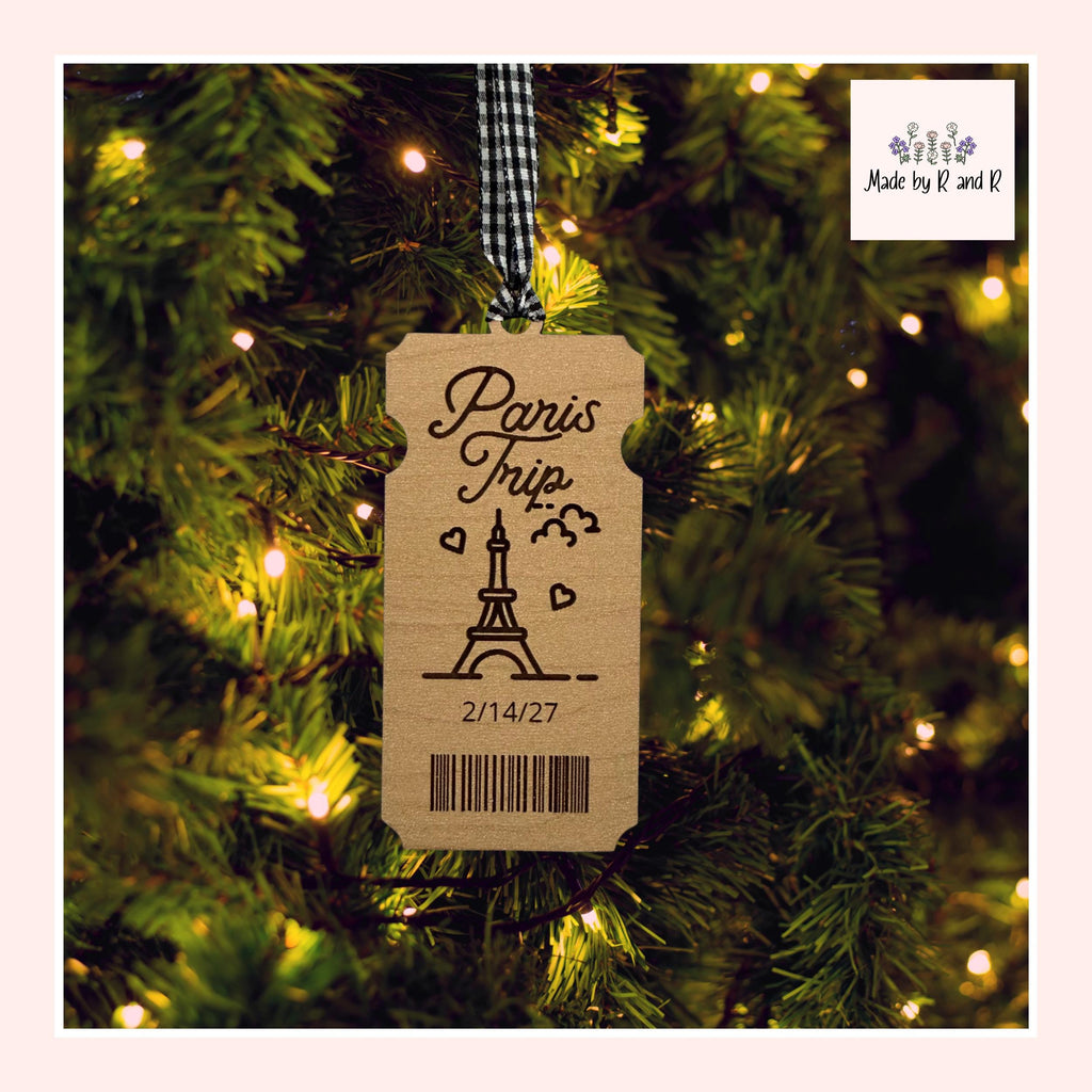 Paris Trip Ticket Wood Ornament From Made By R And R