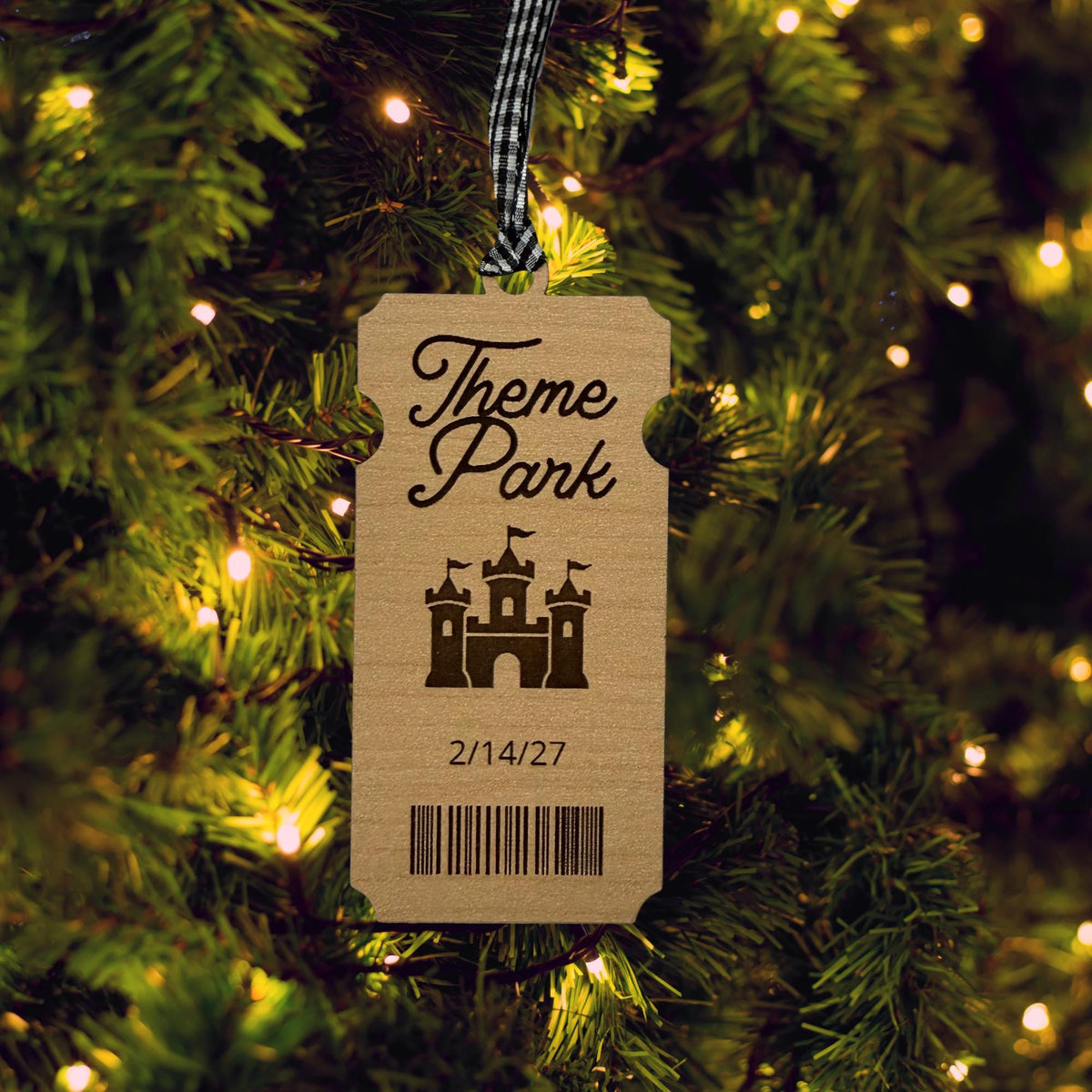Theme Park Ticket Wood Ornament From Made By R And R