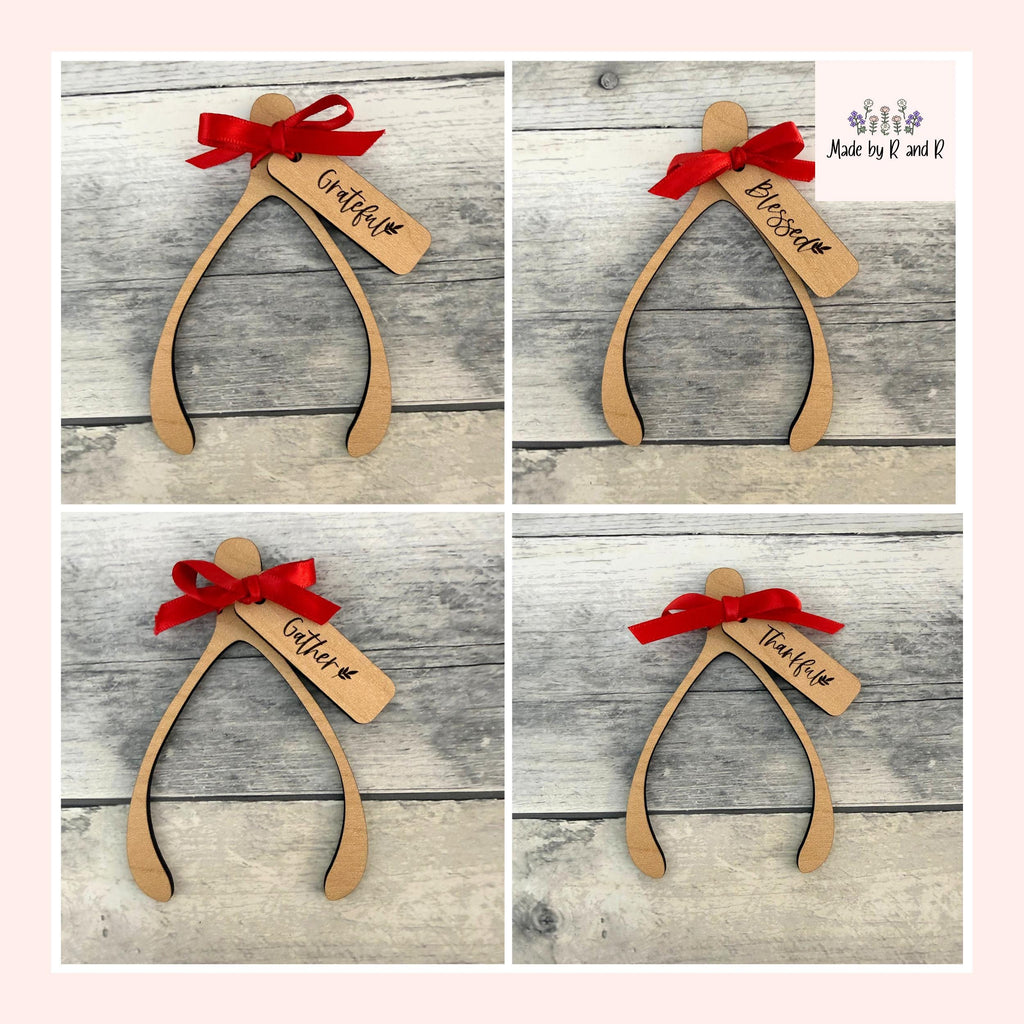 Thanksgiving Wishbone Wood Place Settings (Set of 4) From Made By R And R