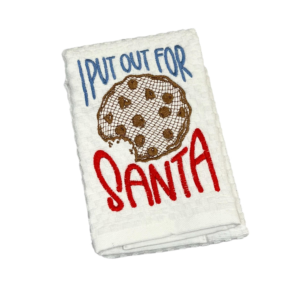 I Put Out Cookies For Santa Embroidered Kitchen Dish Towel
