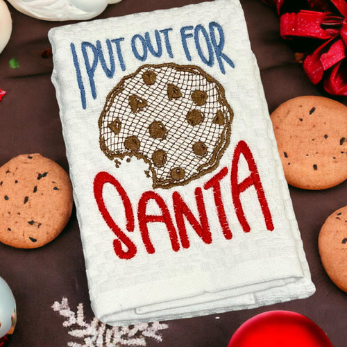 I Put Out Cookies For Santa Embroidered Kitchen Dish Towel