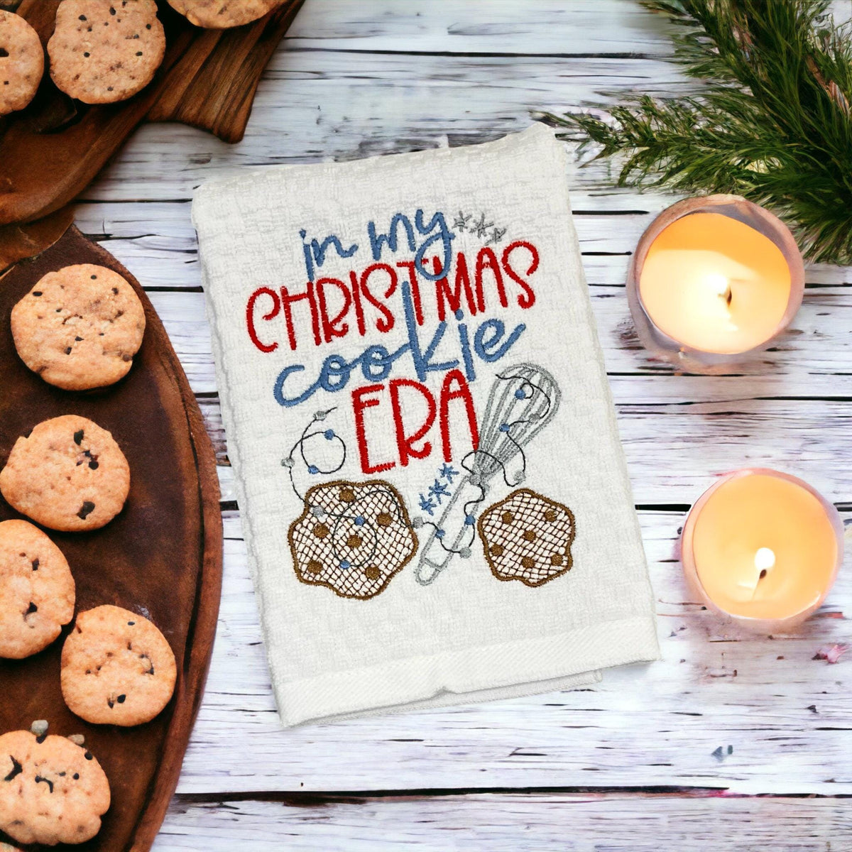 In My Christmas Cookie Era Embroidered Kitchen Dish Towel