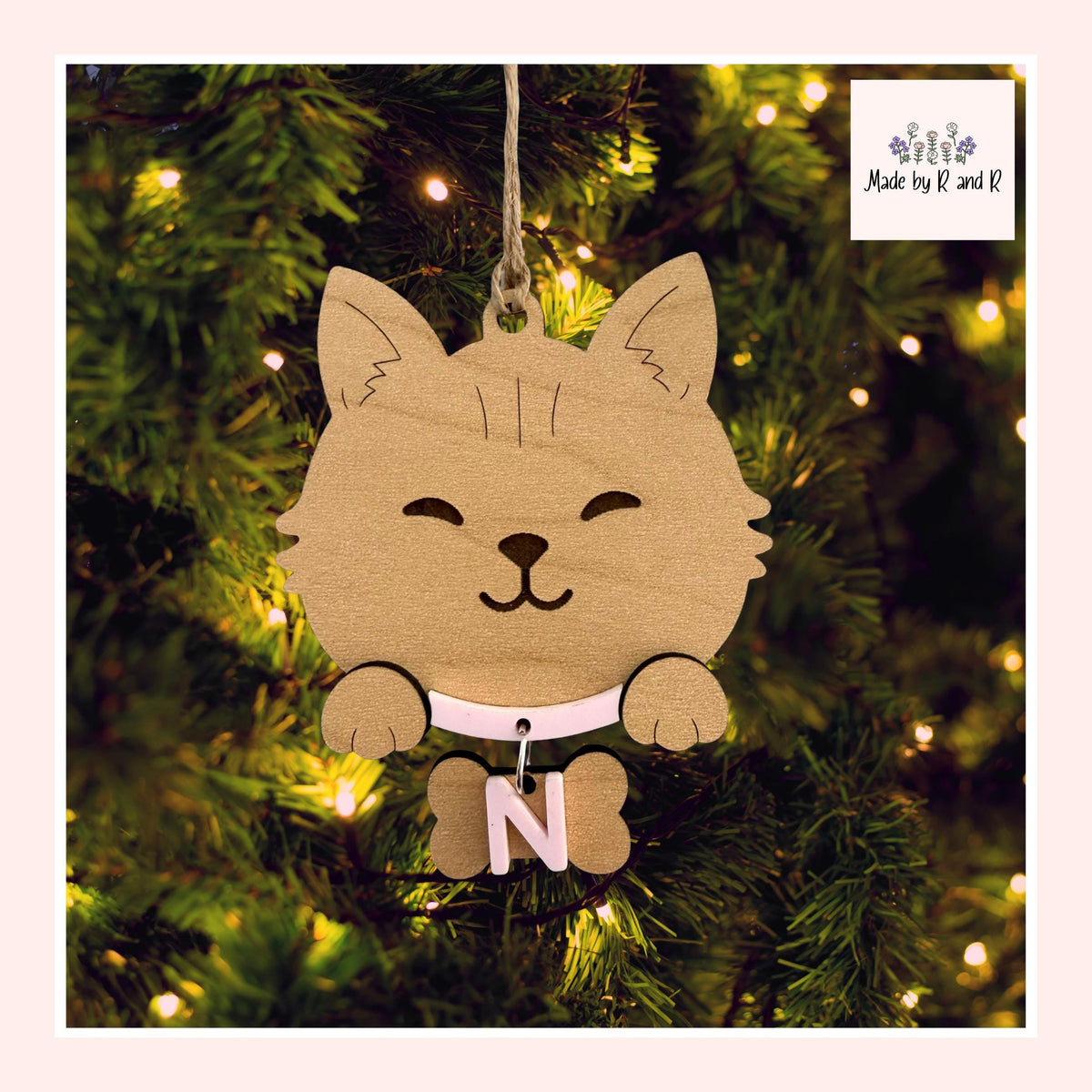 Custom Cat Head Wood Ornament From Made By R And R