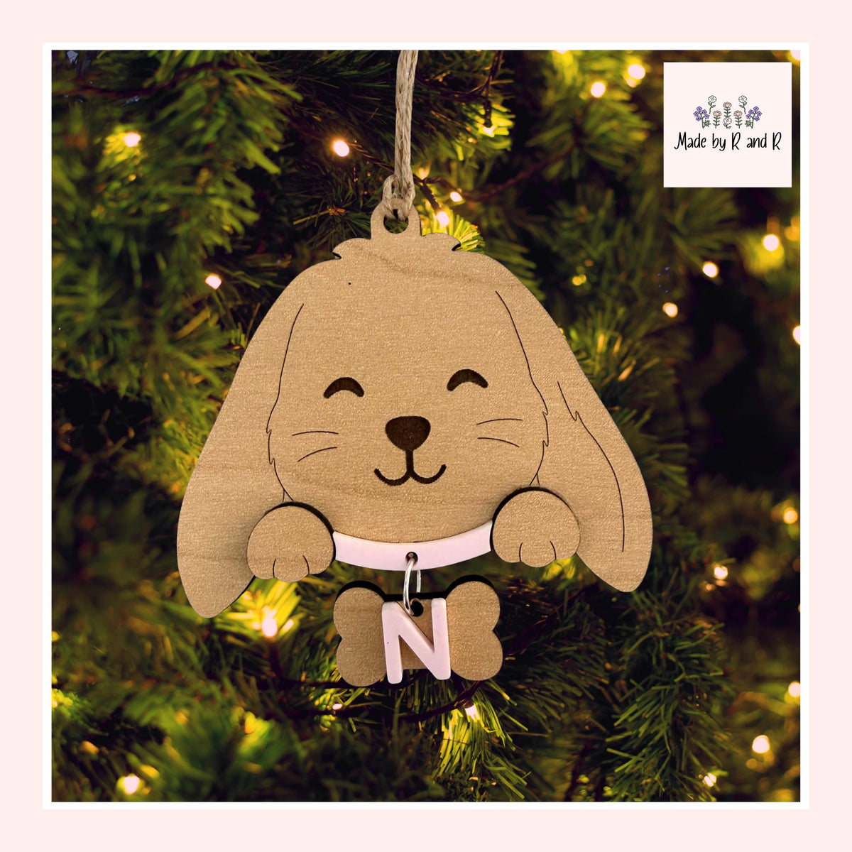 Custom Bunny Head Wood Ornament From Made By R And R