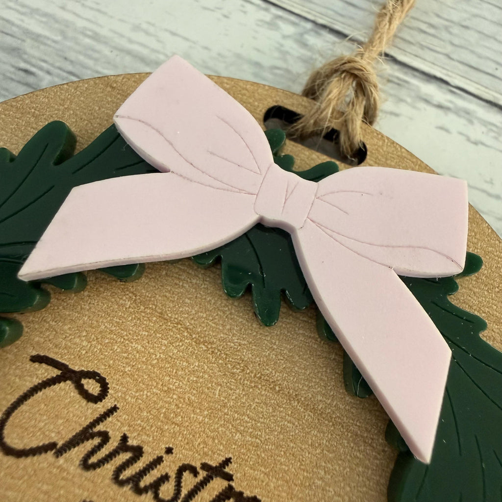 Christmas Wreath Wood and Acrylic Ornament From Made By R And R
