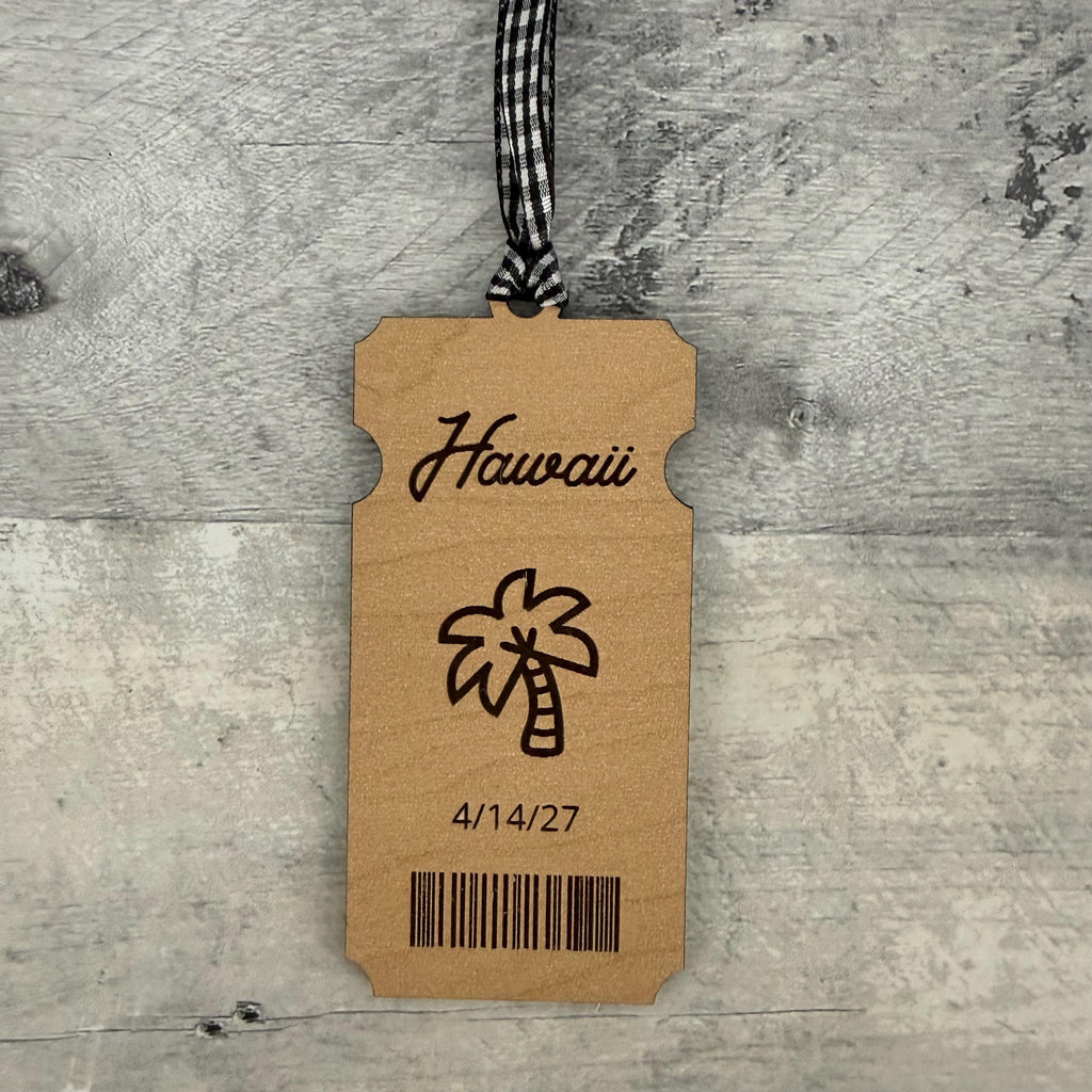 Hawaii Trip Ticket Wood Ornament From Made By R And R