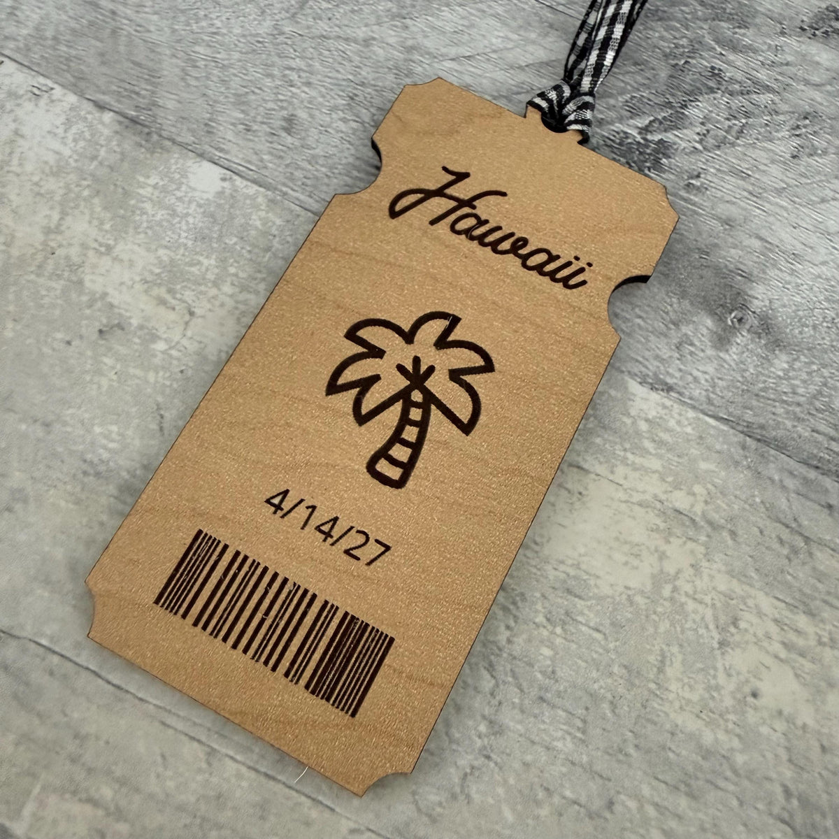 Hawaii Trip Ticket Wood Ornament From Made By R And R